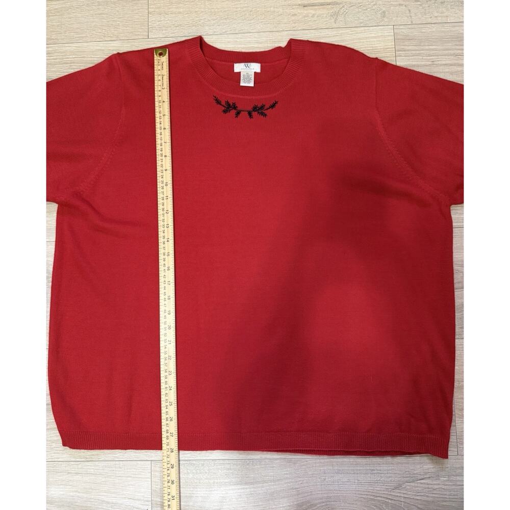 Westbound Red Knit Sweater Top 3X Plus Size Short Sleeve Embroidered Detail NWT - Picture 8 of 10